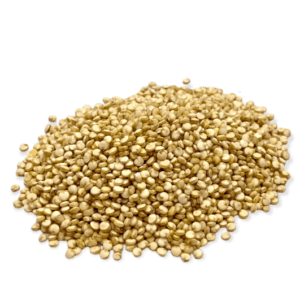 Quinoa real. Origen: Bolivia.La quinoa real  es el cereal que más proteínas contiene. Rico en omega 3 y 6, hierro, mejora la función inmunitaria y tiene poder saciante. Los productos a granel pueden contener trazas de alérgenos bien por provenir de pequeños agricultores o debido a una contaminación cruzada.